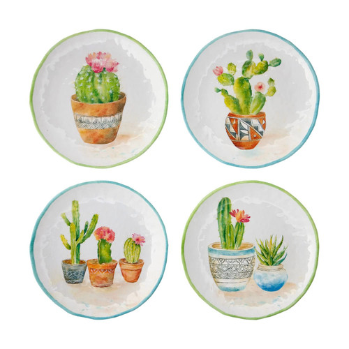 UPware 4-Piece 9 Inch Melamine Serving Plates Appetizer Plates Dessert Plates (Cactus)