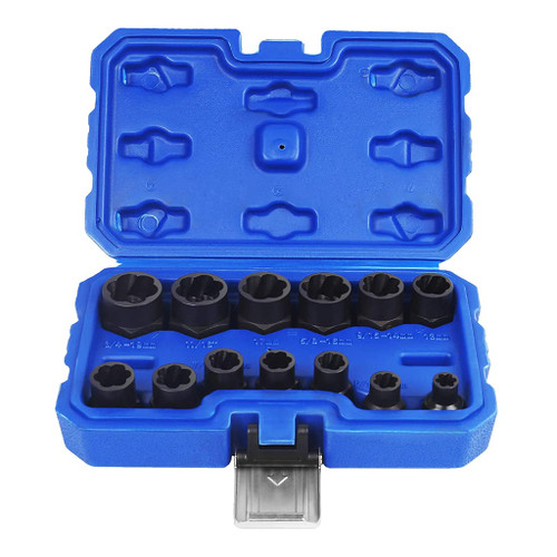 13 Impact-damaged Bolts Nuts and Screws Extractor Socket Tool Kit Disassembly Kit Bolt Nut and Screw Disassembly Sock nut extractor tool