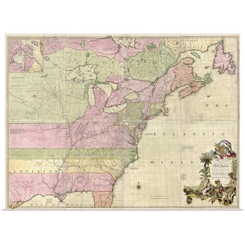 GREATBIGCANVAS A Map of The British and French Unframed Poster Print