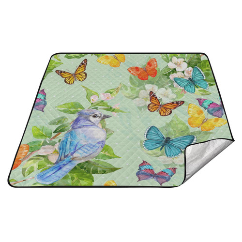 innewgogo Butterflies Bird Oversized Beach Blanket Waterproof Sandproof Picnic Mat Lightweight & Durable Quick Drying Sand Proof Mat for Picnic Music Festival Hiking