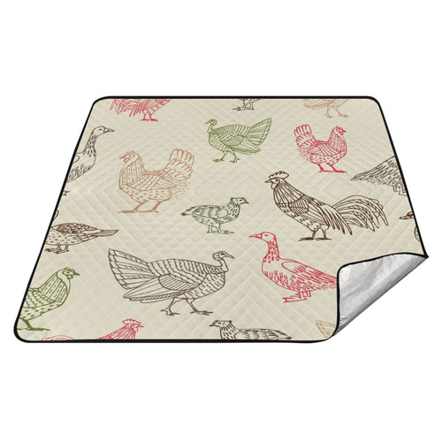 innewgogo Roosters Oversized Beach Blanket Waterproof Sandproof Picnic Mat Lightweight & Durable Quick Drying Sand Proof Mat for Beach Vacation Hiking Picnic