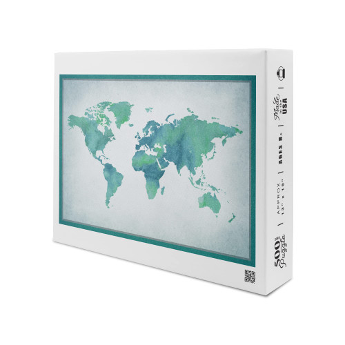 World Map, Watercolor (19x27 inches, Premium 500 Piece Jigsaw Puzzle for Adults and Family, Made in USA)