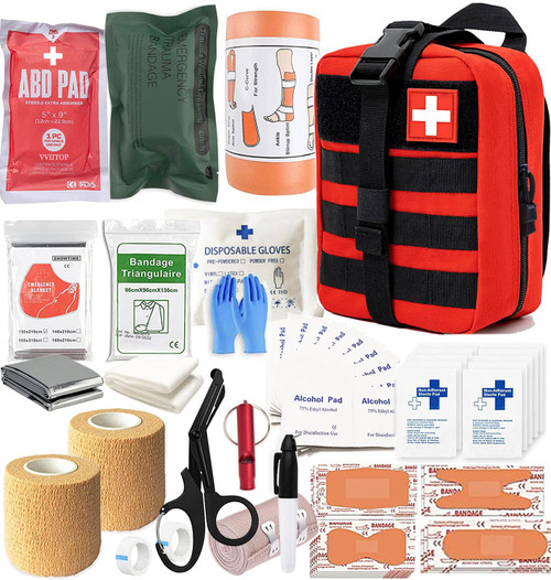 IFAK Kit, Trauma Kit Military Medical First Aid Kits with Tourniquet, Emergency Survival Bug Out Bag for Camping Gear Supplies Hiking
