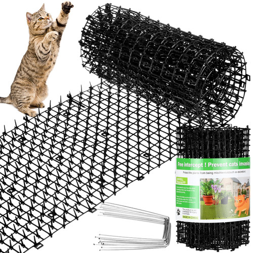 Sanwuta 2 Pcs 26.3 ft Cat Scat Spike Mat Outdoor Cat Deterrent Mat with Spikes Prickle Strips Indoor Dog Digging Deterrent Anti Cats Network Cat Spikes with 10 Staples for Garden Fence Sanwuta 2 Pcs 26.3 ft Cat Scat Spike Mat Outdoor Cat Deterrent Mat with Spikes Prickle Strips Indoor Dog Digging Deterrent Anti Cats Network Cat Spikes with 10 Staples for Garden Fence