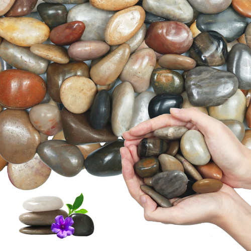 Lechloris 20Ib Rain Forest Mixed River Rocks for Landscaping-Polished Pebbles for Plants-Garden Decorative Stones-1-2" Large Plant Rocks,Ideal for Aquarium, Home Decor