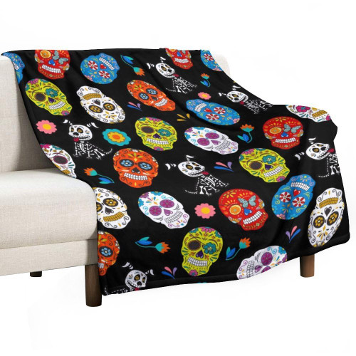 Prokelin Skull Throw Blanket Flannel Blanket Soft Lightweight for Bed Couch Twin Size Blankets for Boys Girls Birthday Gift 80"x60" Full Size