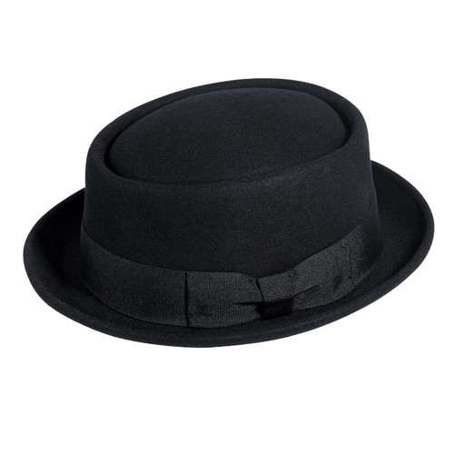 Women's Pork Pie Hat Black Porkpie Hats Wool Breaking Bad Hat Felt Fedora Hats Bowler Hat for Men/Women Church Derby Cap
