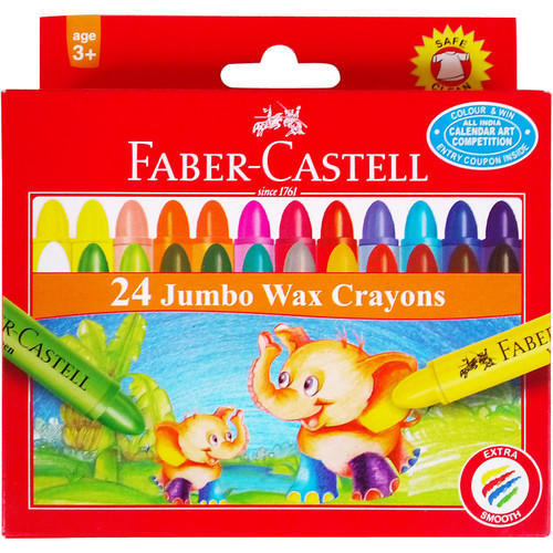 Faber-Castell Faber Castell Jumbo Wax Crayons-24 Shades|1 Numbers Carton|Multicolor Faber-Castell Faber Castell Jumbo Wax Crayons-24 Shades|1 Numbers Carton|Multicolor