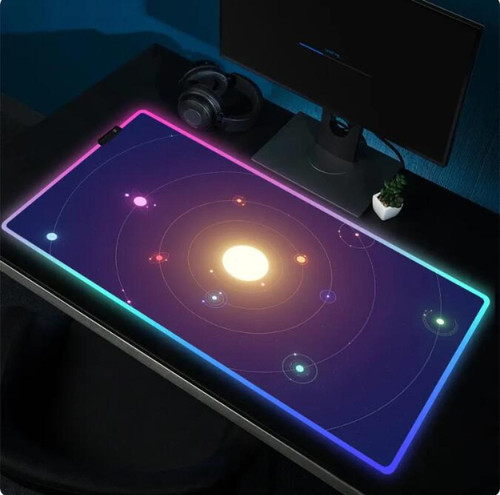 Mouse Pads RGB Mouse Pad Space Planetoid Rubber Gaming LED Mouse Mat Game Non-Slip Keyboard Mat Gamer Keyboard Pads XXL 800x400x4MM