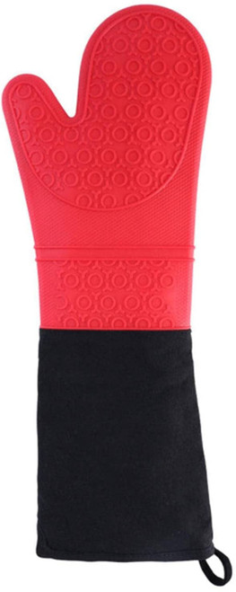 Oven Mitts Oven Gloves Grill Gloves BBQ Gloves Oven Mitts Extra Long Heat Resistant Cotton Silicone Oven Gloves Cooking Gloves Microwave Non- Slip Oven Mitts for Kitchen, Baking Grilling, BBQ,Welding