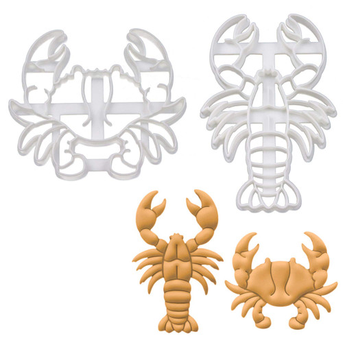Set of 2 Crustacean cookie cutters (Designs: Crab and Lobster), 2 pieces - Bakerlogy