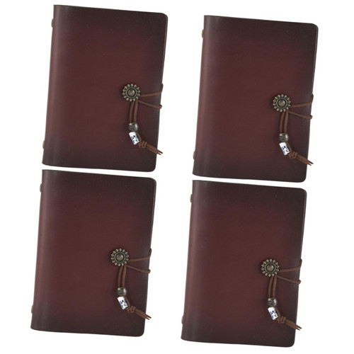 STOBOK 4pcs Retro Notebook Daily Writing Notepad Notebook Journal Academic Planner Schedule Journal Memo Notepad Travel Journal for Men Refillable Journal Leather Handbook Filling A7