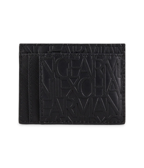 A|X Armani Exchange Men's Armani Exchange Logo Card Case Nero-Black, One Size, Small