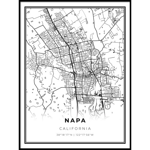 Skanndi Napa Map Print, California Map Art Poster, Napa County, Napa Valley, Modern Wall Art, Street Map Artwork 16x20