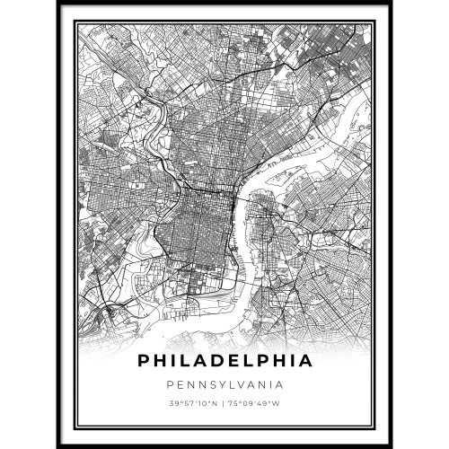 Skanndi Philadelphia Area Map Print, Pennsylvania PA USA Map Art Poster, Modern Wall Art, Street Map Artwork 16x20