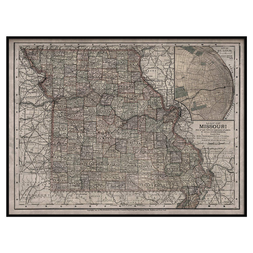 Giant Map of Missouri Rustic Style Travel Map Map Decor 1886 Missouri Wall Map Vintage Map Missouri Home Decor Gift,