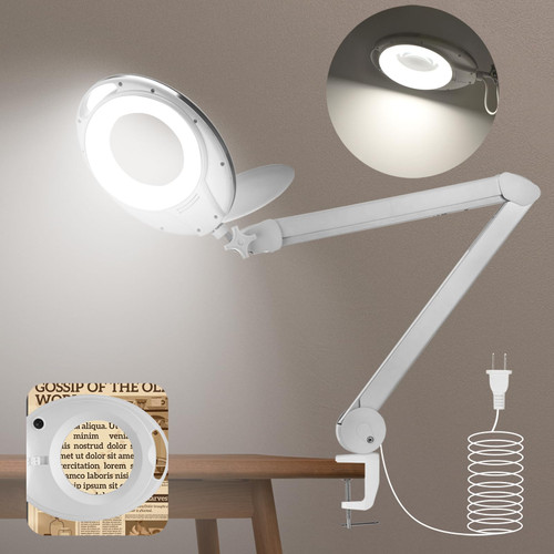 Magnifying Lamp, 3X Magnifying Glass with Light and Clamp Hands Free, Adjustable Swivel Arm, LED Magnifier Work Lamp for Reading, Crafts, Sewing, Coin Collection, Hobbies, Workbench. Magnifying Lamp, 3X Magnifying Glass with Light and Clamp Hands Free, Adjustable Swivel Arm, LED Magnifier Work Lamp for Reading, Crafts, Sewing, Coin Collection, Hobbies, Workbench.