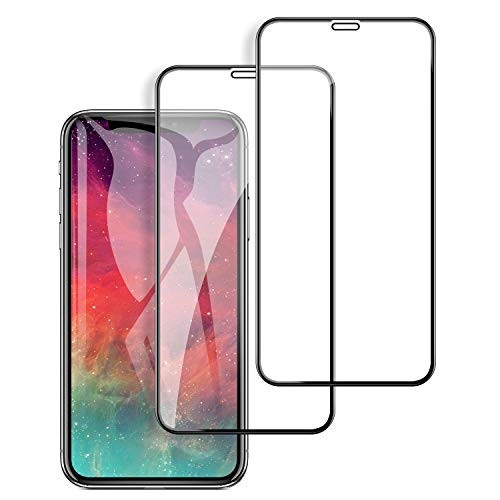 Screen Protector Compatible for iPhone Xs Max, Tempered Glass Film [3D Touch] 6D Full Coverage Round Edge, 9H Hardness, No Bubble Work with Most Case (2-Pack, 6.5 inch)