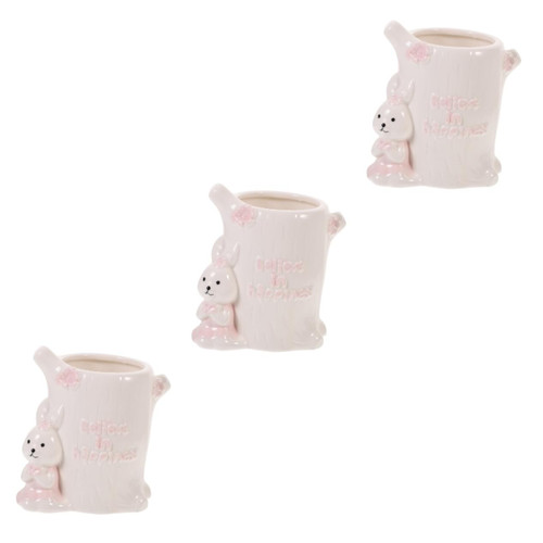 Yardwe 3pcs Ceramic Flowerpot Easter Garden Pot Pots with Drainage Holes Flower Pot Small Cactus Planter Bunny Pots for Plants Ceramics Succulents Planter Pot Cute Office Small Bonsai Pot