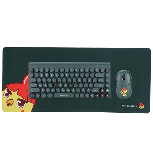 Dpofirs Ergonomic Wireless Keyboard Mouse Combo, 86 Keys 2.4G Computer Keyboard Silent and Mouse Set, 1200DPI, Round Keycap Keyboard with Mouse Pad(Green)