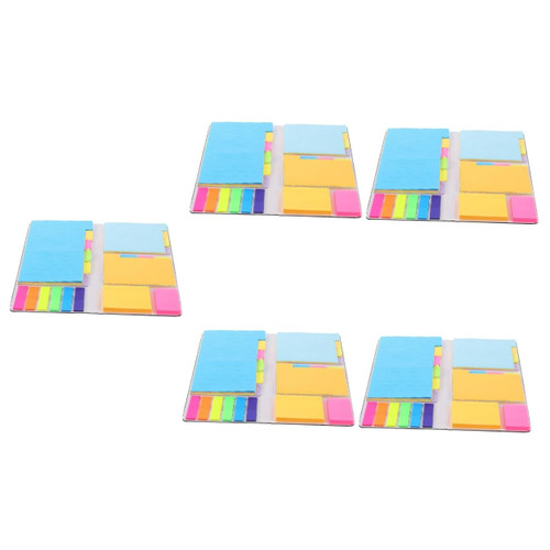 STOBOK 5pcs 1 Stickers for Students Note Pads Multipurpose Memo Stickers Students Stationery Sticky Memo Pads Note Index Stickers Message Leaving Notes Set Pocket Office Leather