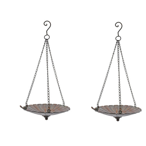 GANAZONO 2 Pcs Iron Bird Feeder Humming Bird Feeder Outdoor Hanging Feeder Bird Feeding Tray Retro Feeder Tray Birds Feeding Holder Wild Bird Feeder The Bird Hummingbird Wrought Iron