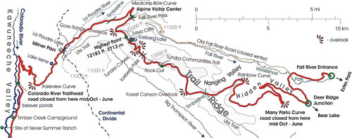 60x24in Schematic map of the Trail Ridge Road northern sections. ?Coated Paper?