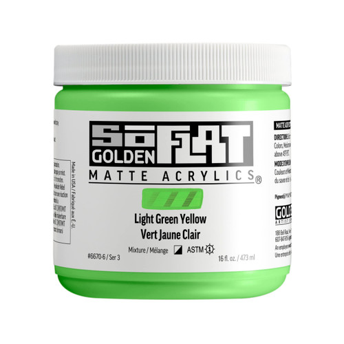 Golden SoFlat Acrylics, Light Green Yellow, 16 fl. oz./ 473 ml Jar
