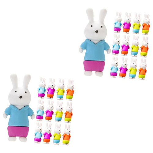 TEHAUX 72 Pcs Rabbit Eraser Mini Pet Erasers Novelty Eraser Toys Pencil Eraser Caps Animal Pencil Eraser Mini Bunny Figurine Draw Eraser Puzzle for Kids Party Favor Model Bulk Student Use