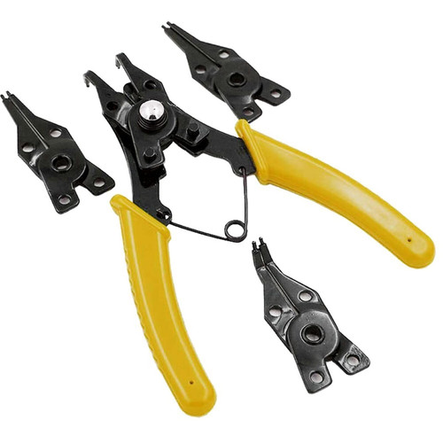 TEEMAD Snap Ring Pliers 4 in 1 Snap Ring Pliers Set Circlip Combination Retaining Clip Retaining Clip Screw Tool Ring Remover Circlip Pliers (Color : Yellow)