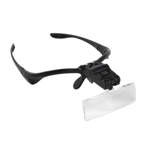 Tyannan Gulakey Headband Magnifier with 2Led Light, Head-Mounted Handsfree Reading Magnifying Glasses, Jeweler,Watch Loupe,(1.0X, 1.5X, 2.0X, 2.5X, 3.5X) 5 Replaceable Lenses,Black