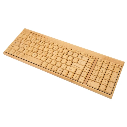 PenRux Wireless Keyboard and Mouse, Bamboo Wood Full Sized Keyboard, Unique Compact Mouse, 2.4 GHz Wireless USB Receiver for Windows, Laptop Computer, PC Desktop, Plug and Play (Keyboard)