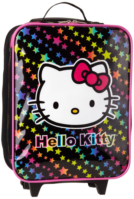 FAB Starpoint Little Girls' Hello Kitty Rainbow Stars 15 Inch Soft Pilot Case, Black/Multi, One Size