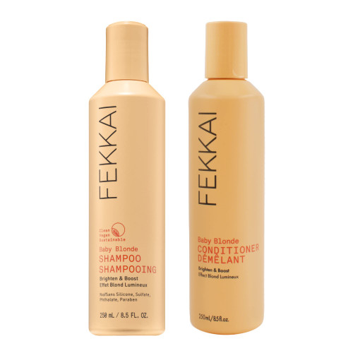 FEKKAI Baby Blonde Brighten & Boost Shampoo (8.5 oz) & Conditioner (8.5 oz) - Hydrates & Protects - Salon Grade, EWG Compliant, Vegan & Cruelty Free FEKKAI Baby Blonde Brighten & Boost Shampoo (8.5 oz) & Conditioner (8.5 oz) - Hydrates & Protects - Salon Grade, EWG Compliant, Vegan & Cruelty Free