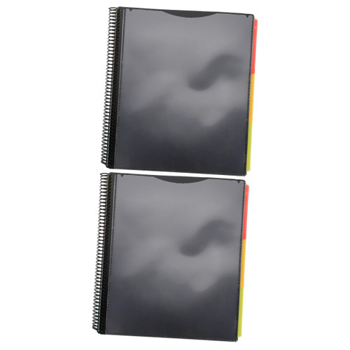 2pcs Coil Notebook Folder Coded File Organization Binder Organizer Spiral Subject Organizer Plastic File Folder Household Documents Organizer Office Test Paper Holder Pocket