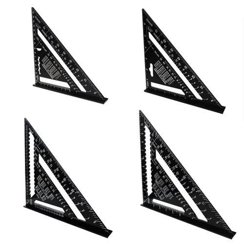HEIMP Precision Woodworking Tools Ruler 7/12 inch Metric Angle Ruler Woodwork Speed Square Triangle Angle Protractor Black DIY Aluminum Alloy Triangular Measuring Ruler Ruler (Color : OneColor)