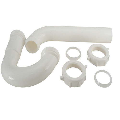 LASCO 03-4213 1-1/2-Inch PVC P-Trap with Nuts and Washers, White