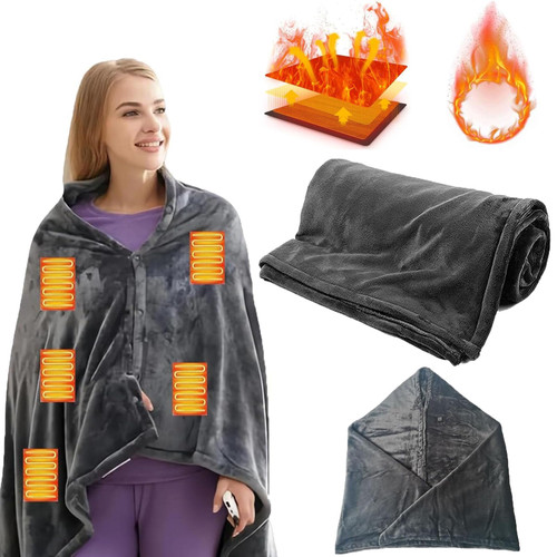 Snuggy Warm Heated Blanket Shawl, Snuggy Warm Heated Shawl, Snuggywarm Heated Blanket Shawl,3 Gears 9 Heating Zones Snugmate - Heated Blanket Sweater,59''x33'' Portable Heated Sweater Blanket (1pc)