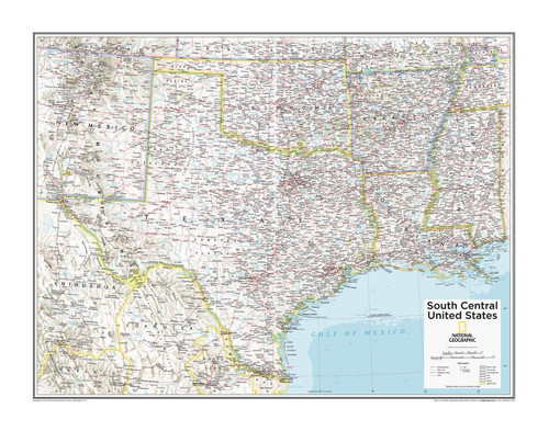 National Geographic: South Central USA Wall Map - 28 x 22 inches - Art Quality Print