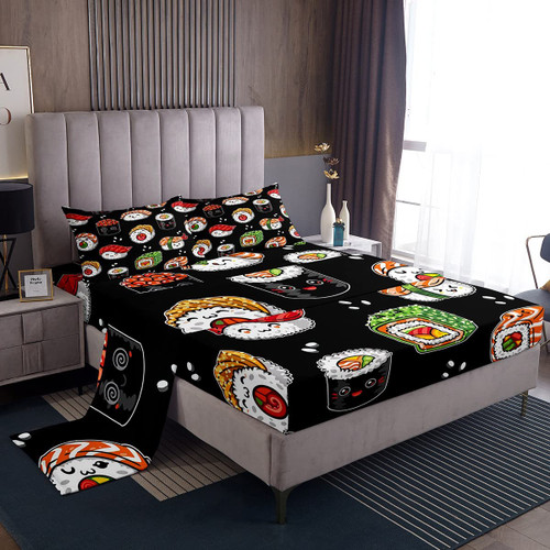 Erosebridal Sushi Pattern Sheet Set Twin Japanese Style Bedding Set for Kids Boys Girls Cute Sushi Fitted Sheet + Top Sheet + 1 Pillowcase Japanese Cuisine Cartoon Decor Bed Sheets Ultra Soft Erosebridal Sushi Pattern Sheet Set Twin Japanese Style Bedding Set for Kids Boys Girls Cute Sushi Fitted Sheet + Top Sheet + 1 Pillowcase Japanese Cuisine Cartoon Decor Bed Sheets Ultra Soft