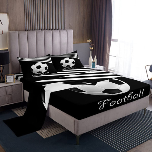 Feelyou Soccer Ball Bed Sheets Football Soccer Bed Set Sports Stripes Sheet Set for Kids Boys Teens Decor Modern White Black Sheets with 1 Pillowcase 3Pcs Bedding Twin Feelyou Soccer Ball Bed Sheets Football Soccer Bed Set Sports Stripes Sheet Set for Kids Boys Teens Decor Modern White Black Sheets with 1 Pillowcase 3Pcs Bedding Twin