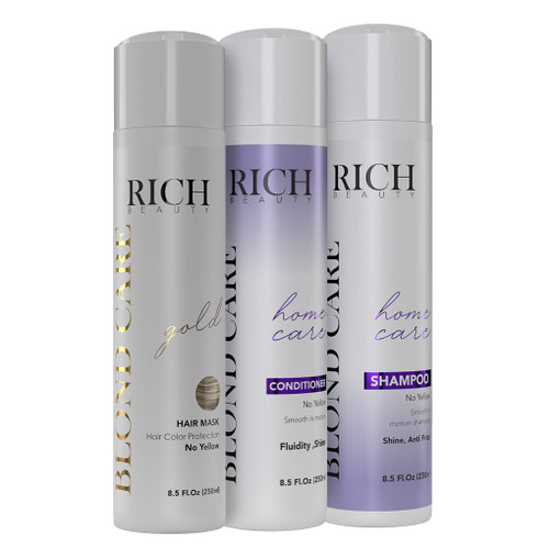 Rich Beauty Kit (3) Home Treatment Care Blond Shampoo + Conditioner + Mask toning Color toning Silver