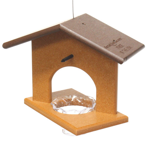 AmishToyBox.com Oriole Bird Feeder, Poly Lumber Hanging Oriole Jelly Feeder (Tudor Brown/Cedar)