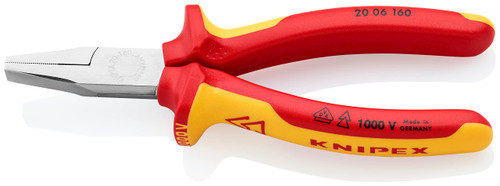 Knipex 20 06 160 Flat Nose Pliers 6,3" with soft handle VDE-tested/chrome plated