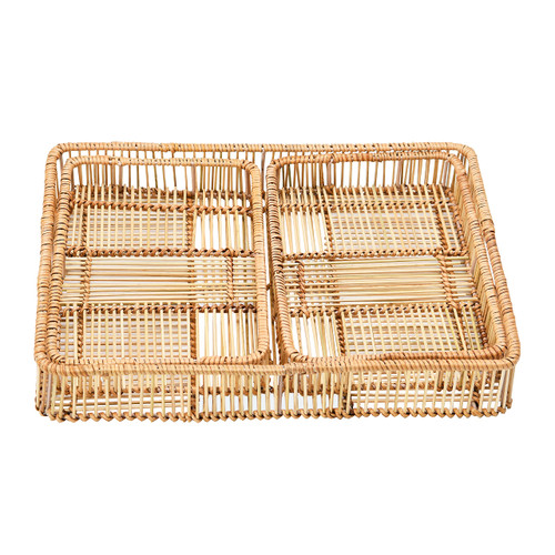 Creative Co-Op Multipurpose Hand-Woven Kitchen Decorative Rattan Handles Tray, Natural