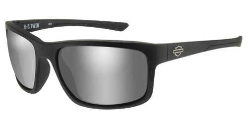 Harley-Davidson Men's Twin Sunglasses, Silver Flash Lenses & Matte Black Frames