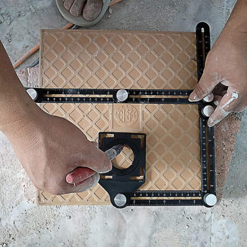 KDABJD Multi-Template six-Sided Folding Ruler Measuring Tool with Tile Positioning Square Ruler Tool