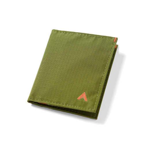 Allett Hybrid Card Wallet, Cala Green | Nylon, RFID Blocking, Vertical Layout | Minimalist, Bifold, Card Holder, Water Resistant, Thin, Front Pocket | Holds 3-10+ Cards, Cash | Made in the USA