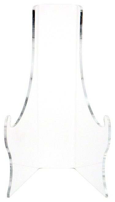 Plymor Clear Acrylic Elevated Flat Back Easel with Deep Support Ledges, 10.5" H x 6.375" W x 6.25" D (2 Pack)