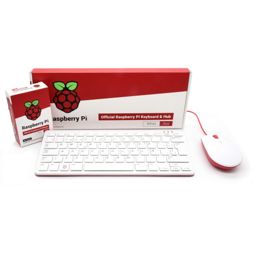 PepperTech Digital Raspberry Pi Official Keyboard and Mouse Value Pack (Spanish Version Red/White)